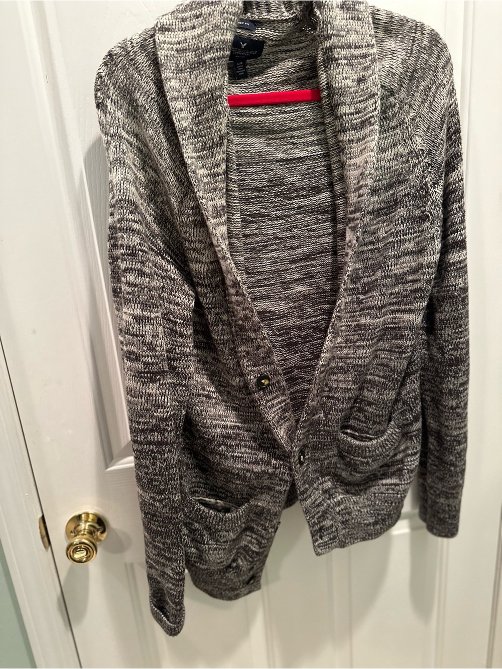 American Eagle Outfitters Gray Marled Shawl-Collar Cardigan